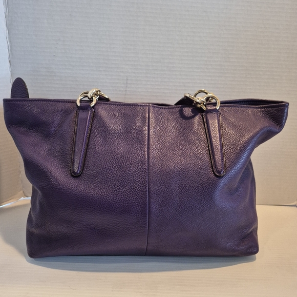 Coach Ava Chain tote Purse Pepple grain purple leather - Picture 4 of 9